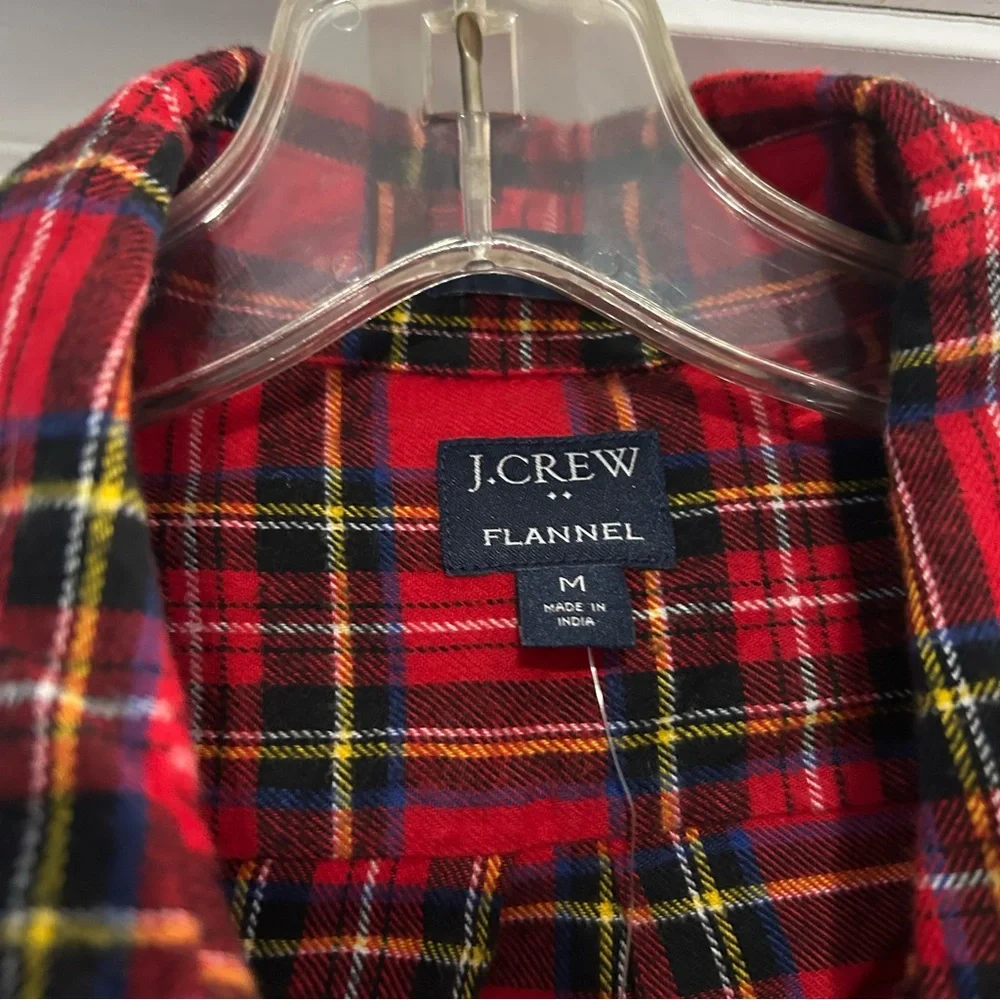 J. Crew men’s medium red plaid flannel button down 100% cotton Christmas NWT